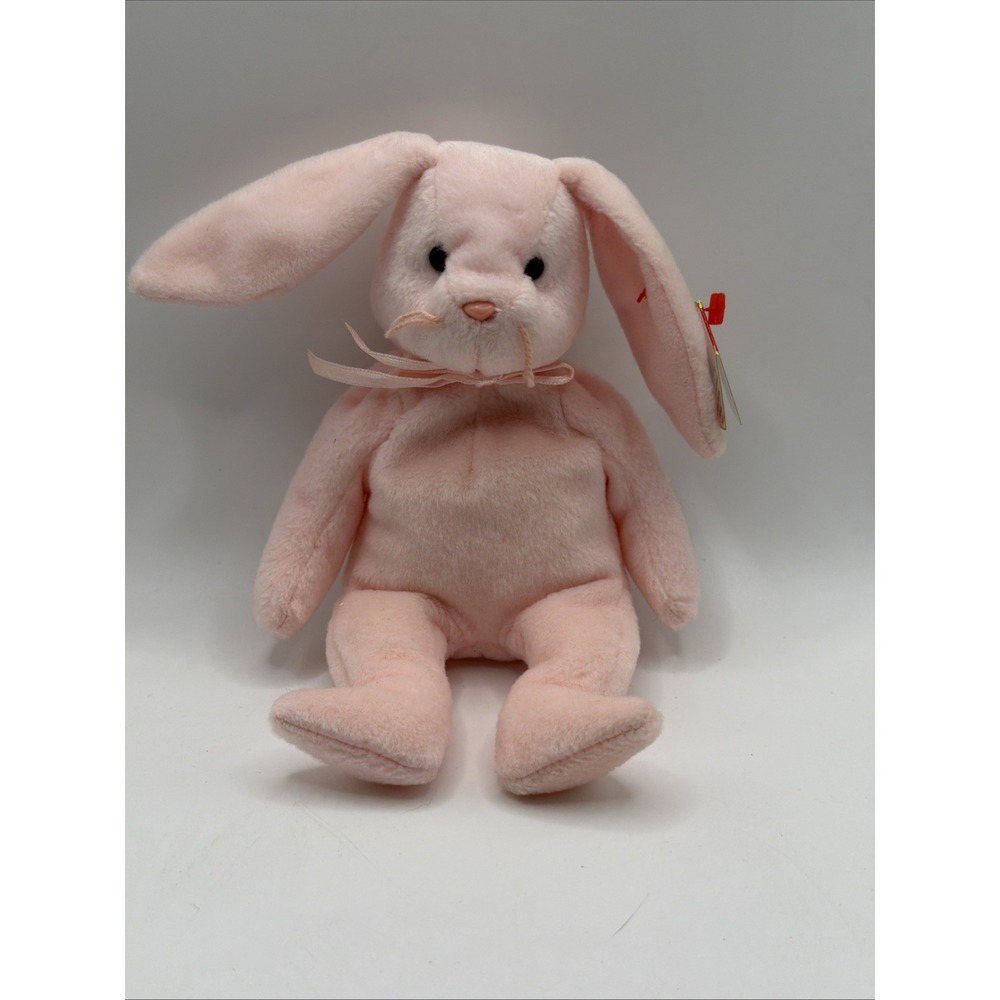 TY Beanie Baby - HOPPITY the Pink Bunny (8 inch) - MWMTs Stuffed Animal Toy